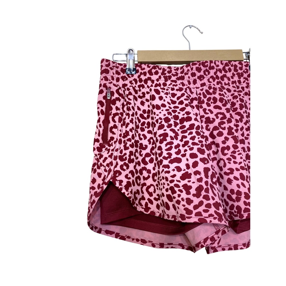 Avia Womens 2-in-1 Running Shorts Pink Burgundy Leopard‎ Print Size M - Picture 2 of 4